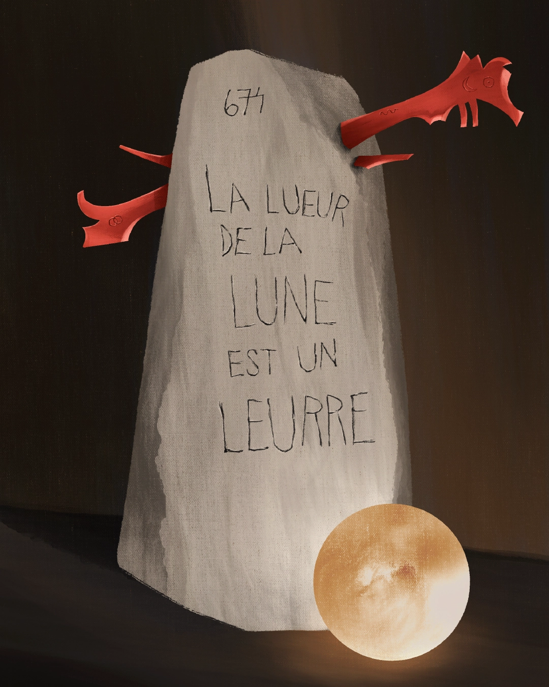 Illustration figurative d'une pierre et de la Lune