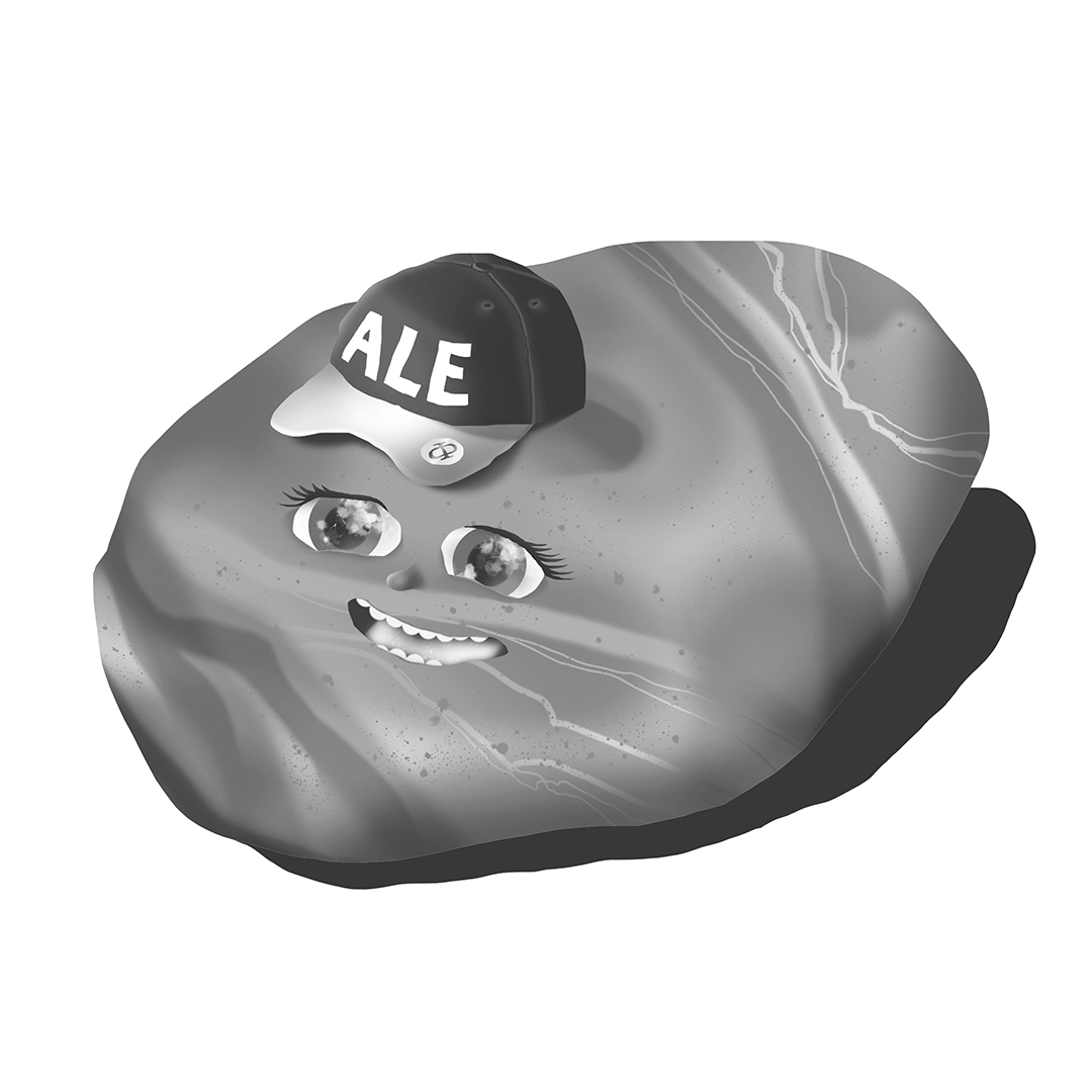 Illustration d'une pierre philosophe avec une casquette s'appelant Ale