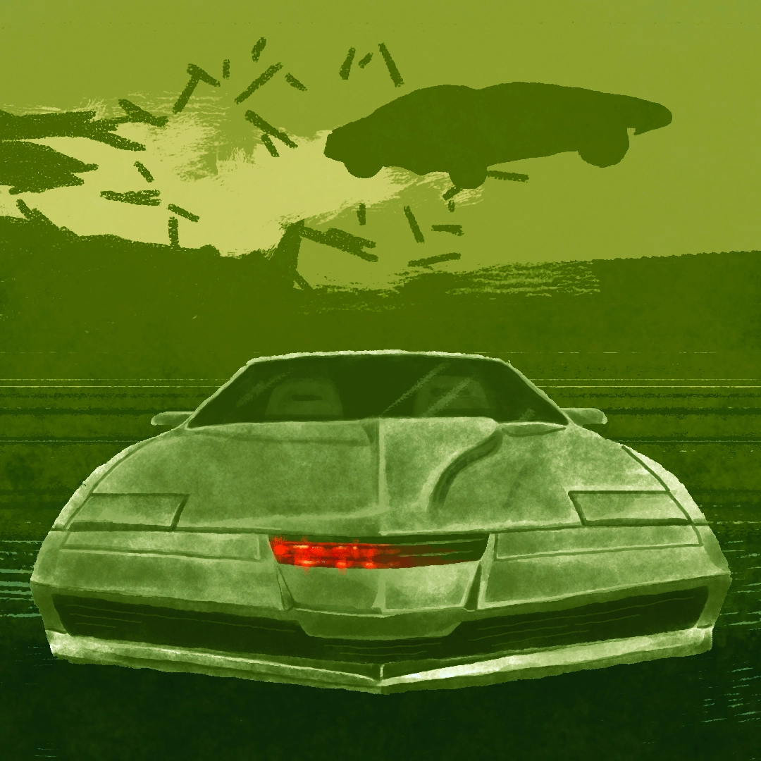 Illustration de la série TV K-2000, voiture, cascade