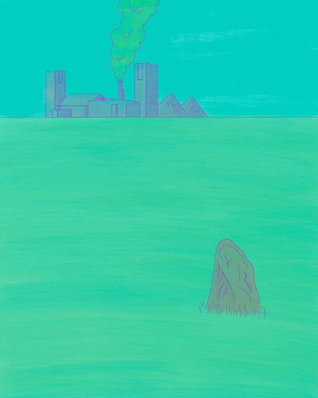 Série d'illustration de paysages industriels, dessin de presse