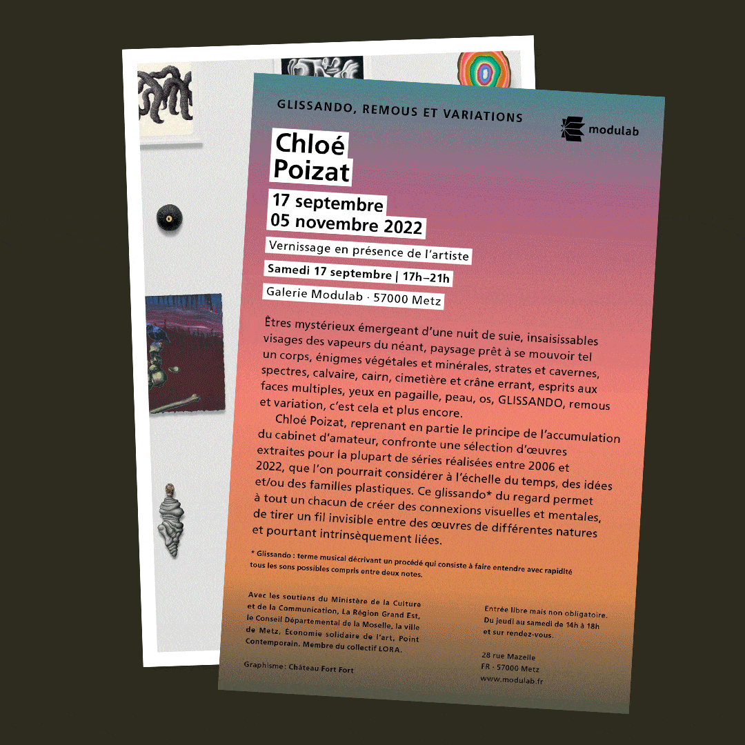 Flyers de saison imprimés pour la galerie d'art Modulab de Metz, dessin contemporain