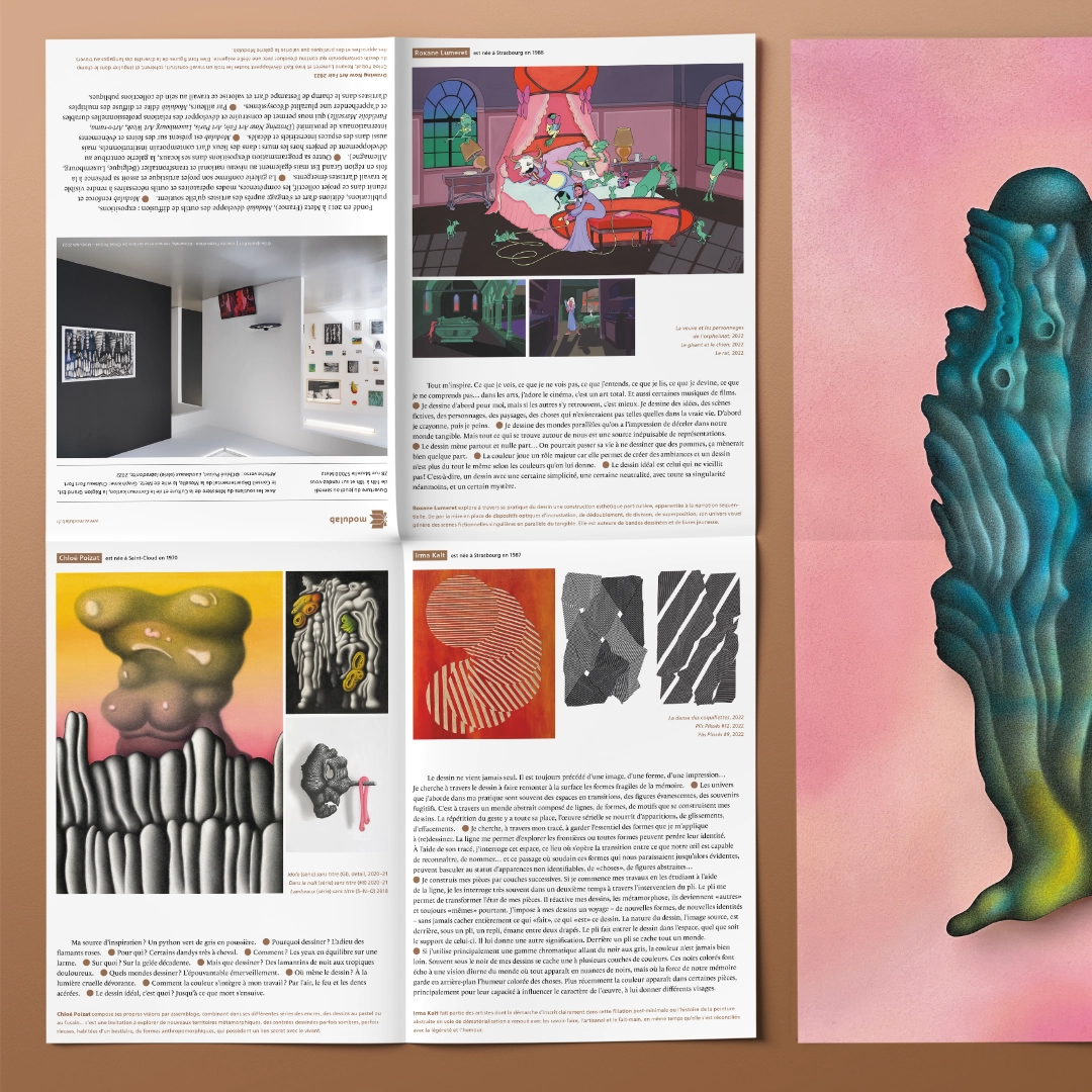 Brochure imprimée de la galerie d'art Modulab de Metz lors du salon de dessin contemporain Drawing Now de Paris